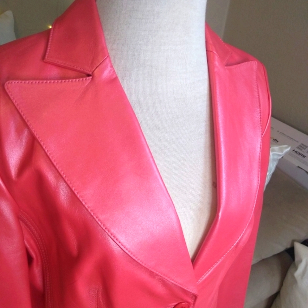 Like New Cache Bright Pink Country Boho Leather Jacket